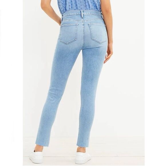 LOFT Frayed High Rise Skinny Jeans Raw Hem Light Blue Wash Size 2 / 26 - Picture 2 of 10